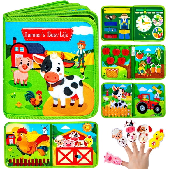 Libros Montessori de Actividades Quanquer - Animales de Granja Sensoriales para Niños de 1 a 3 Años