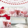 thumbnail image 4 of Valentines Day Pillow Covers Set of 4 20x20 inch, Red Love Heart Tree Throw Pillow Covers Pink Love Bicycle Pillowcase Anniversary Decorations Cherry Blossom Tree Cushion Case for Valentine Day Decor, 4 of 5