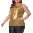 thumbnail image 2 of DARING DIVA Women's Plus Shiny Metallic Tank Top Sleeveless Party Blouse 3XL Gold, 2 of 6