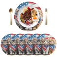 thumbnail image 5 of Ryvnso Cat American Flag Round Plate Mats Dining Table Placemat Set of 4 for Holiday Decoration, 5 of 7