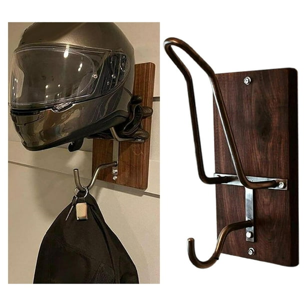 Soporte para Casco Soporte de Pared Moto de Madera Gancho de Metal para Chaqueta Guantes Sombreros CAPS shamjiam Perchero para motocicleta Bodega Aurrera en linea