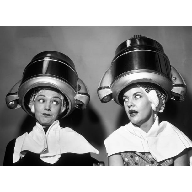 1950s Two Women Sitting Together Gossiping Under Hairdresser Hair Dryer Poster Print By Vintage Collection Walmart Com Walmart Com