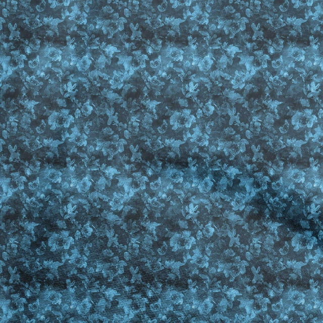 oneOone Polyester Spandex Blue Fabric Abstract Floral Craft Projects Decor Fabric Printed By The Yard 56 Inch Wide-4rb