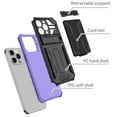 thumbnail image 2 of Cutyskin iPhone 15 Pro Max Armor Case with Hidden Card Holder Detachable Wallet Cover, Built-in Kickstand, Camera Lens Protection, Tough Rugged Shockproof Phone Case for iPhone 15 Pro Max, Purple, 2 of 9