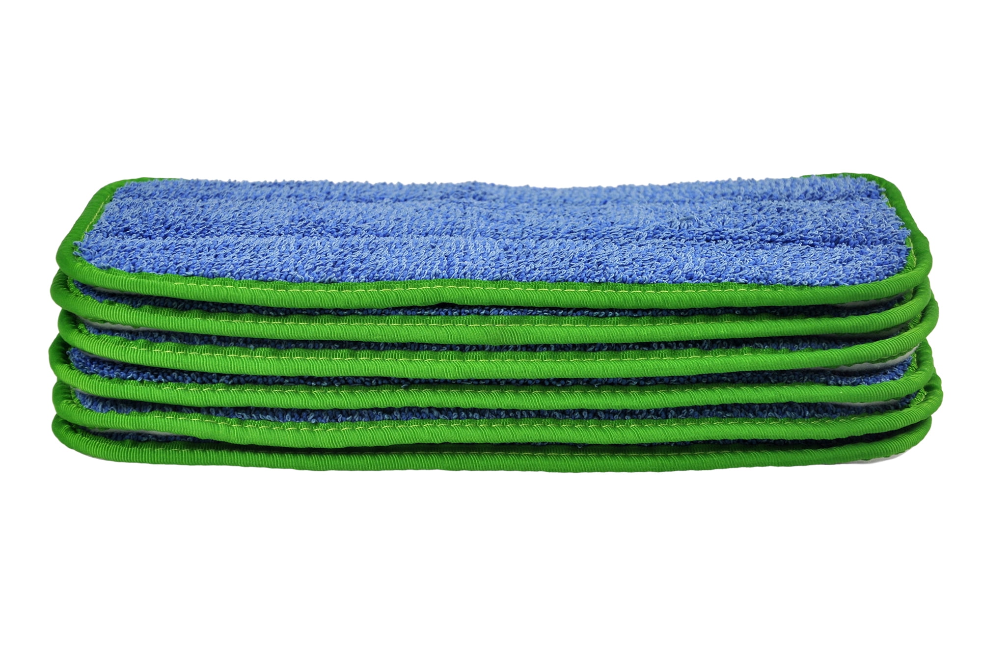 CleanAide Spot Cleaning Twist Yarn Microfiber Mop Pad with Scrubber 18 Inches Green 6 Pack 