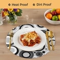thumbnail image 4 of Black Grey Abstract Round 13 Inch Placemats Set of 8, Modern Geometric Polka Dot HeatResistant Non Slip Place Mats for Dining Table, Wipeable Braided Kitchen Table Mats for Housewarming, 4 of 9