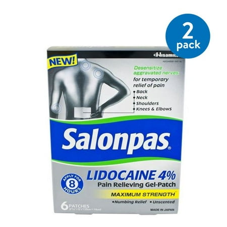 (2 Pack) Salonpas Maximum Strength Pain Relieving Gel-Patch, 6 (Best Pain Patch For Back Pain)