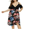 thumbnail image 3 of Jinhomg Womens 2025 Summer Dresses Trendy Cold Shoulder Spaghetti Strap Dress Plus Size Casual Boho Floral Print V-Neck Midi Dresses 50 Percent off Deals Today Blue XXL, 3 of 8