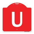 thumbnail image 1 of SignMission A-DES-RW-1818-22924 18 x 18 Po Signe de la Série Designer - Signe avec la Lettre U &44; Rouge & Blanc, 1 of 1