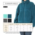 thumbnail image 6 of Women's Drawstring Hem Zipper Front Mock Neck Fleece Cotton Candy Sherpa Jacket with Pockets, 6 of 6