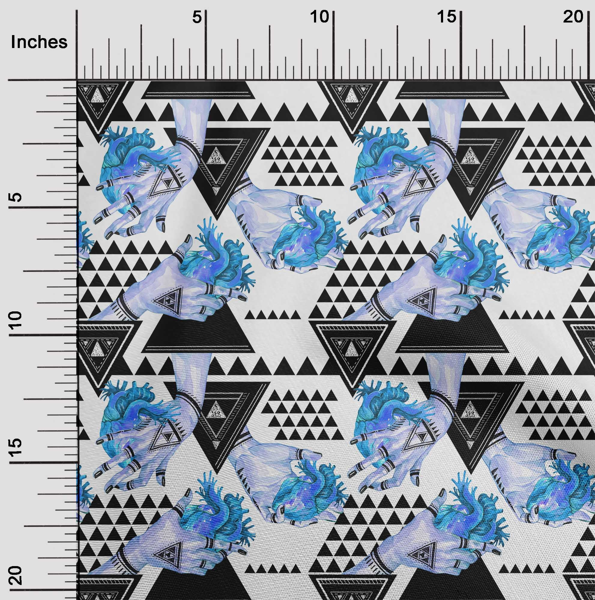 oneOone Cotton Poplin Medium Blue Fabric Triangle Sewing Craft Projects Fabric Prints By Yard 42 Inch Wide