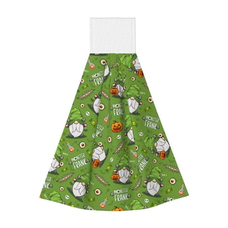 

Wukai Halloween Monster Gnome Print Kitchen Towels Quick Dry Washcloths Coral Velvet Dishtowels Multipurpose Reusable Cloths Soft Tea Absorbent Cleaning Cloths