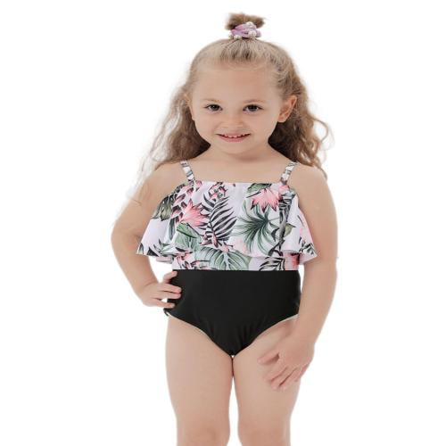YOOJIA Baby Infant Girls One Piece Floral Ruffled Rash Guard Swimsuit Swimwear Sun Protective Swimming Costume UPF 50+