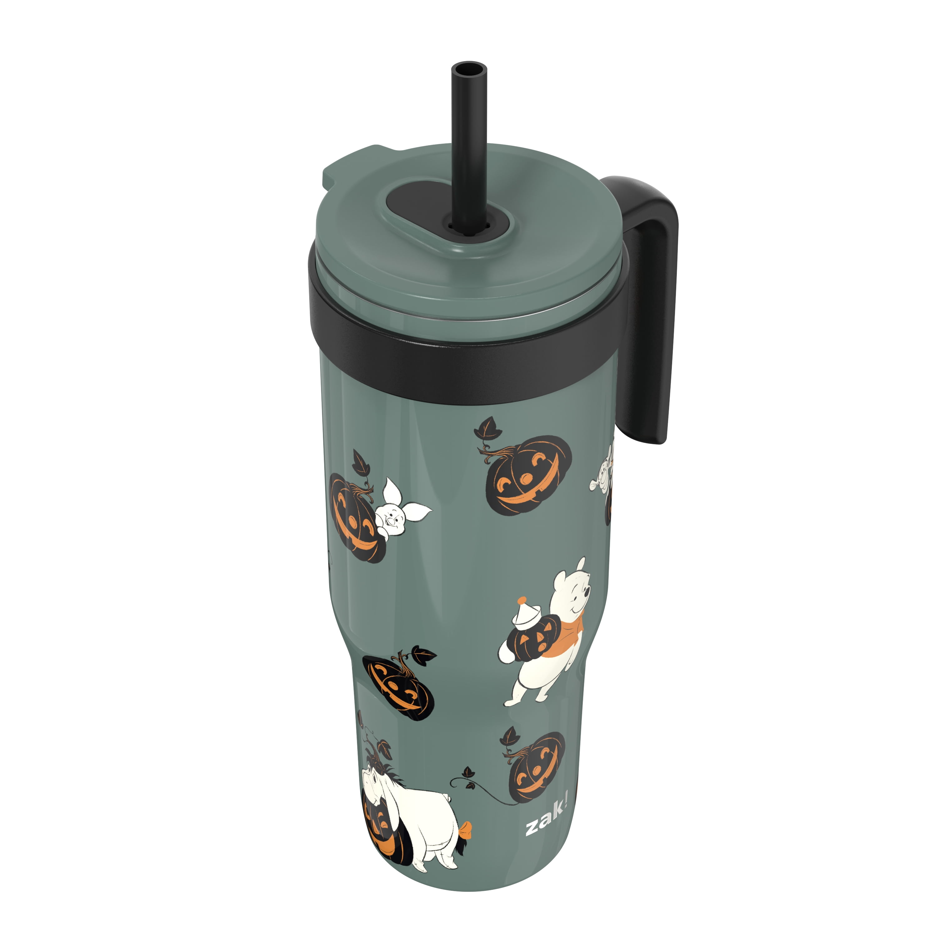 Zak Designs 30oz SS Straw Tumbler with a Handle, Green Pooh