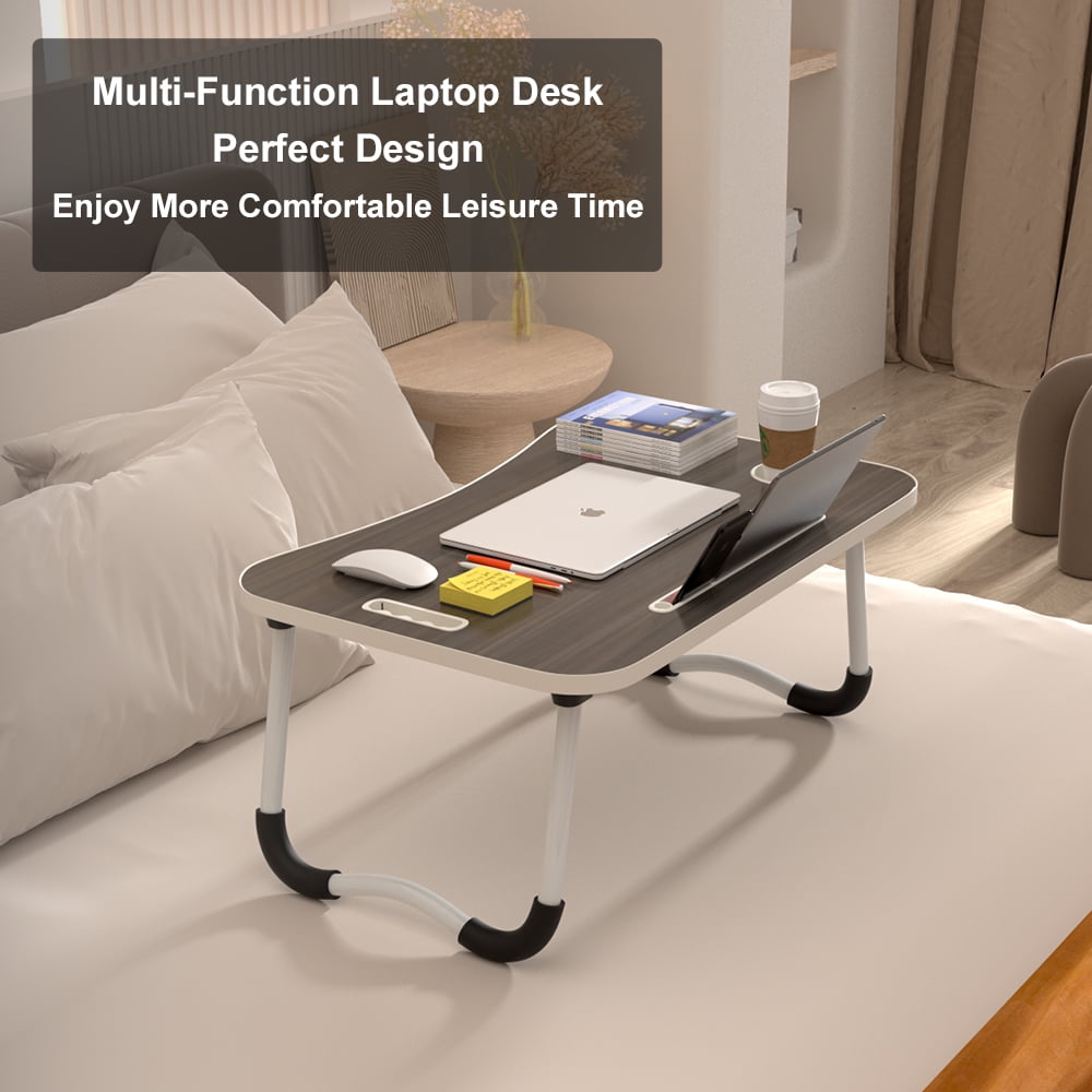 ATKEEN Lap Desk Laptop Bed Table: Home Office Portable Computer Lapdesk  with Soft Cushion and Storage Bag - Wood Wide Writing Padded Tray for Work  on