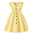 thumbnail image 1 of DXOUPM Girls Dresses Ruffle Sleeve Button Up Dress Summer Cute Clothes Versatile Daily Wear, 1 of 3