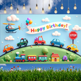 thumbnail image 6 of Colorful Cars Birthday Banner Helicopter Happy Background Celebration for Kids Party Event Decor, 6 of 7