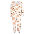 thumbnail image 6 of Xijirk Women Halloween Pajama Set Long Sleeve Boat Neck Top with Jogger Pants Pumpkin Ghost Bow Print Loungewear for Sleepwear and Holiday Party,Beige,XXL, 6 of 7