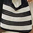 thumbnail image 2 of Bolso Mano Tejido A Rayas para Mujer Calado Color Contrastante Verano (), 2 of 7