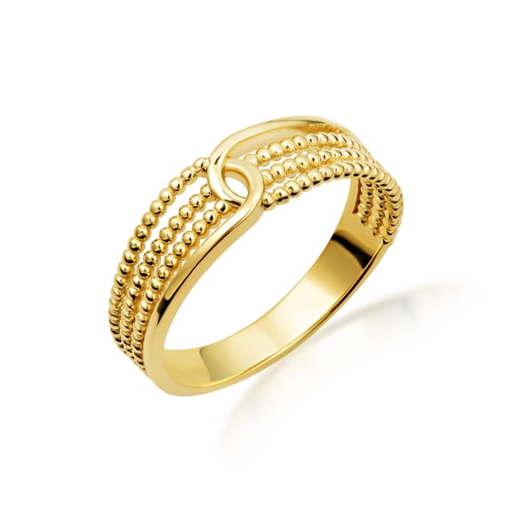 10k Yellow Gold Multi-Row Beaded Band Ring (Size 4)