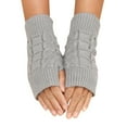 thumbnail image 2 of Women Casual Autumn And Winter Simple Solid Color Pattern Knitted Short Half Finger Gloves, 2 of 8