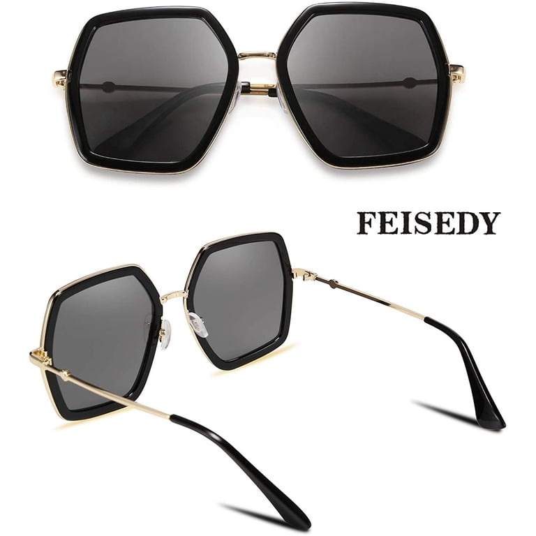 FEISEDY Women Large Hexagon Inspired Sunglasses Fashion  display picture 2