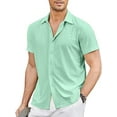thumbnail image 1 of UKAP Men Tops Lapel Neck T Shirt Button Down Summer Shirts Regular Fit Beach Blouse Light Green M, 1 of 1
