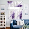 thumbnail image 2 of Marble Purple Kitchen Curtains Sets for Windows 24 Inch Length, Gold White Modern Gradient Ocean Ripple Rod Pocket Window Treatments Tier Curtains and Valances Set for Bedroom/Bathroom, 2 of 8