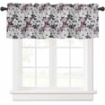 thumbnail image 2 of Modern Art Curtain Valances for Windows, Vintage Plant Flower Leaves Black Rod Pocket Valance Window Treatments Short Curtains for Kitchen Bathroom Living Room, 2 of 6