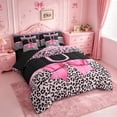 thumbnail image 2 of Erosebridal Princess Bowknot 7-Piece Bedding Comforter Set For Kids,Chic Sequin Print Letter U Monogrammed King Bedding Sets,Black Reversible, 2 of 7