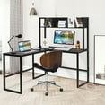 thumbnail image 5 of Costway 55'' L-Shaped Desk Corner Computer Desk w/Hutch Black, 5 of 11