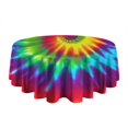 thumbnail image 5 of Colorful Rainbow Tie Dye Spiral Pattern Round Tablecloth 60"x60",Wrinkle Wipeable Table Cloth for Kitchen Dining Room Picnic Patio Party, 5 of 6