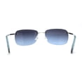 thumbnail image 3 of Womens Rimless Narrow Rectangle 90s Retro Sunglasses Silver Blue, 3 of 4