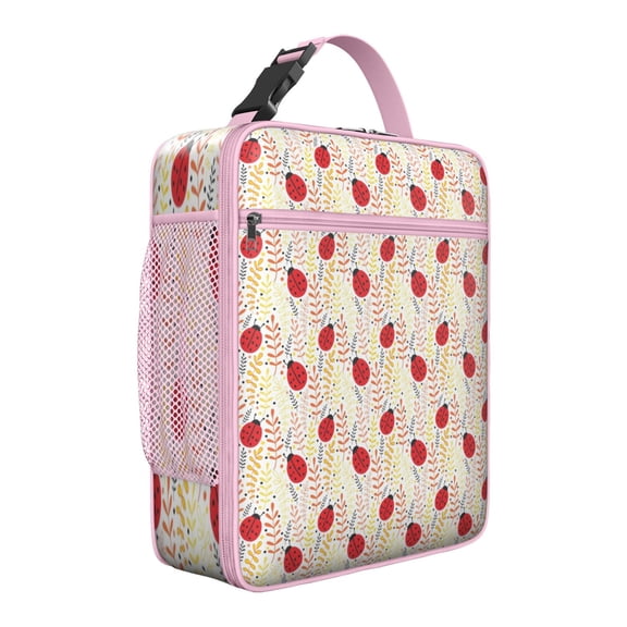 Ladybug Insulated Lunch Bag Box Teen Reusable Lunch Bag with Front Pocket Lunch Box Containers School Travel