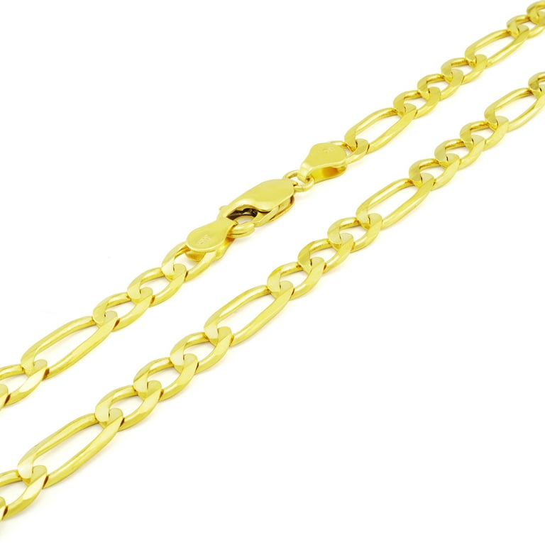 Nuragold 14k Real Yellow Gold Figaro Link Chain Necklace (16