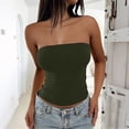 thumbnail image 4 of WTXUE Womens Strapless Tube Tops Basic Tee Shirts Sleeveless Bandeau Going Out Crop Tops Slim Fit Tee Tops Tank Casual Short Shirts Tight Shirts Summer Outfits Blackish Green L, 4 of 6