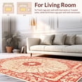 thumbnail image 2 of ODIKA 8'x10' Machine Washable Non-Slip Area Rug, Spiderweb Medusa Hearth Gathering Coral Artistic High Traffic Rug, Red, 194546, 2 of 7