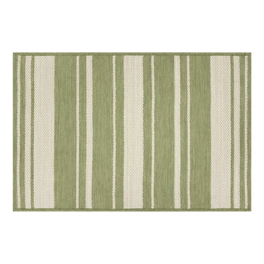 Mainstays 24" x 36" Sage Variegated Stripe Outdoor Scatter Rug