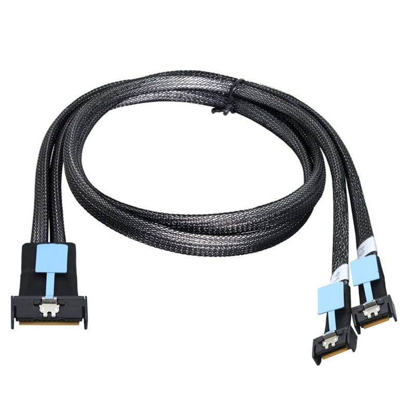 Gen5 MClo X8 Adapter Cable Gen5 MCIO X8 to Dual MCIO X4 Server Cable for PC SATA 3.0 U.2 Oculink Pcie Sata Cable 1M