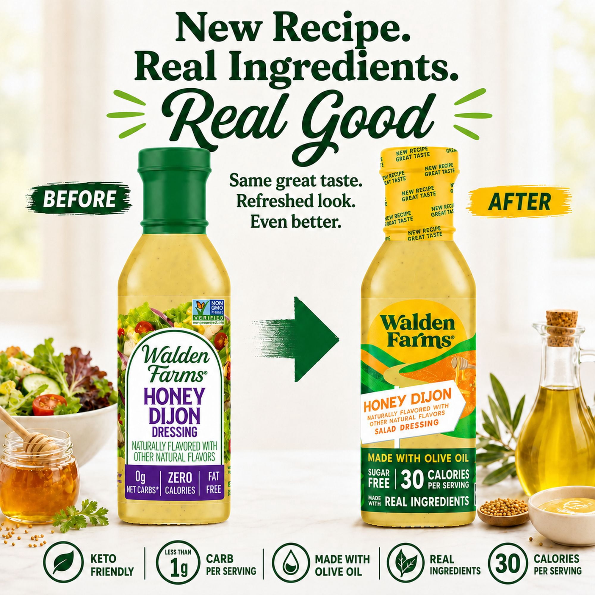 (3 pack) WF Honey Dijon Dressing, 12 oz, Fres/ Delicious Salad Topping, Sugar Free 0g Net Carbs,  Great for that salad or on a sandwich, or as a dip.