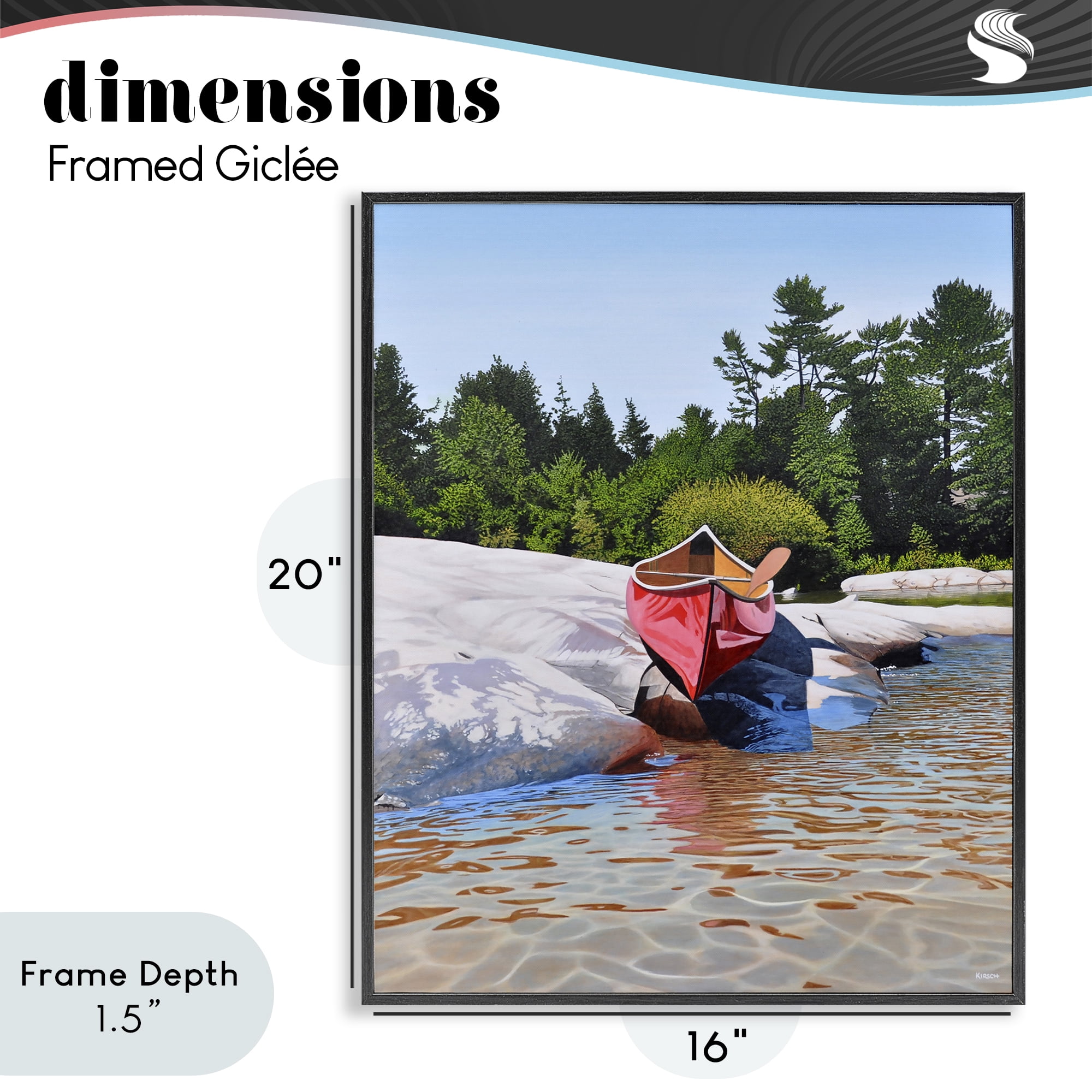 Stupell Industries Canoe at Water's Edge Black Framed Giclee Art, design by Kenneth M Kirsch
