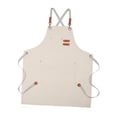 thumbnail image 4 of Delantal de lona Delantal de cocina Delantal portátil ajustable para hornear Delantal con pechera cruzada en la espalda Beige, 4 of 9