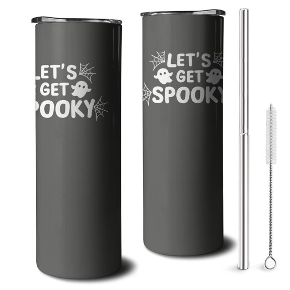 Witch Themed 20oz Skinny Tumbler - Spooky Halloween Night Pattern Triple Insulated Stainless Mug