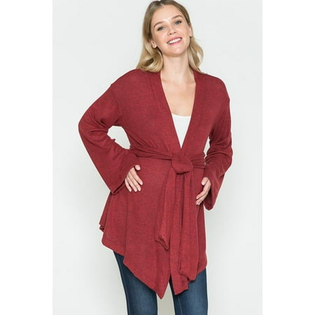 

Women Marternity Solid Color Long Sleeve Swing Cardigan