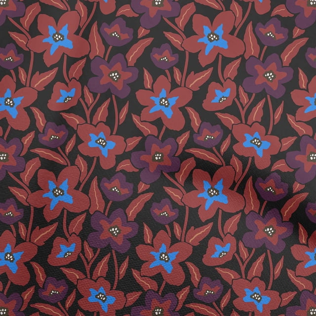 oneOone Rayon Maroon Fabric Floral Sewing Craft Projects Fabric Prints By Yard 56 Inch Wide