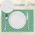 thumbnail image 3 of Ambesonne Yellow and Blue Place Mats Set of 4, Nostalgic Dots, Standard Size, Teal Yellow, 3 of 6