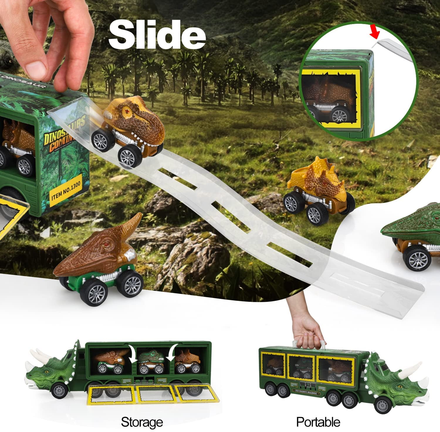 TOY Life Dinosaur Toy Truck for Kids 3 - 8 with Pull Back Car Toys, 9 in 1 Monster Truck for Boys and Girls, Dinosaur Transport Truck for Kids, Dinosaur Toys for Kids 3-7
