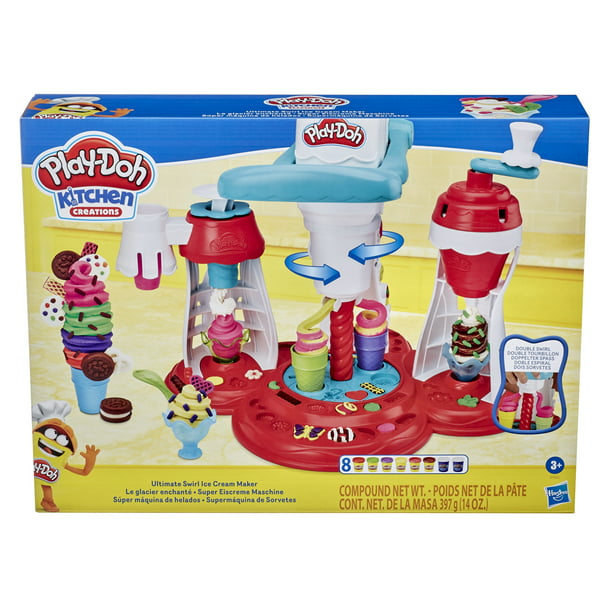 Play-Doh Kitchen Creations Ultimate Swirl Ice Cream Maker Set, 8 Cans ...