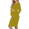 thumbnail image 4 of Side Ruched Pregnancy Dress Long Sleeve Maternity Clothes for Women, 4 of 7