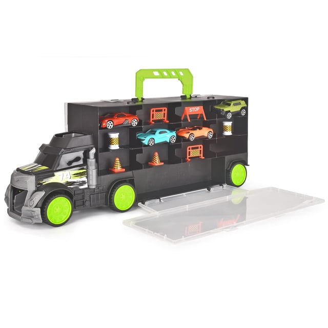 Dickie Toys - Maletín de transporte para camión con 4 vehículos fundidos a presión